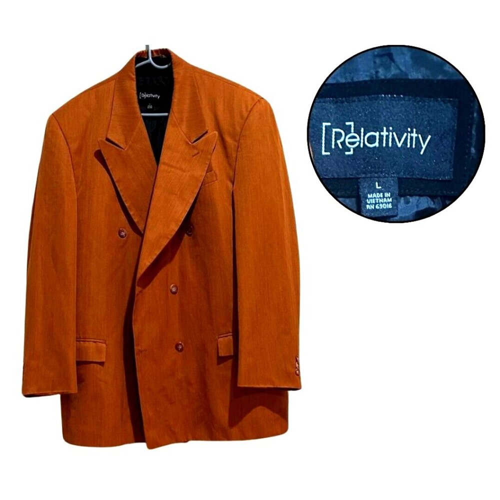 Relativity Orange Double Breasted Blazer Jacket Size L
